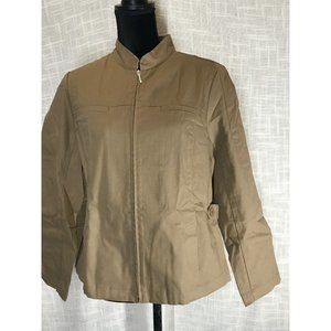 Appleseed's woman Jacket medium MP Long Sleeve brown solid zipper pockets  top